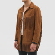 Men's Brown Fringe Suede Jacket — Howland