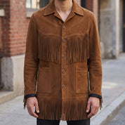 Men's Brown Fringe Suede Jacket — Howland