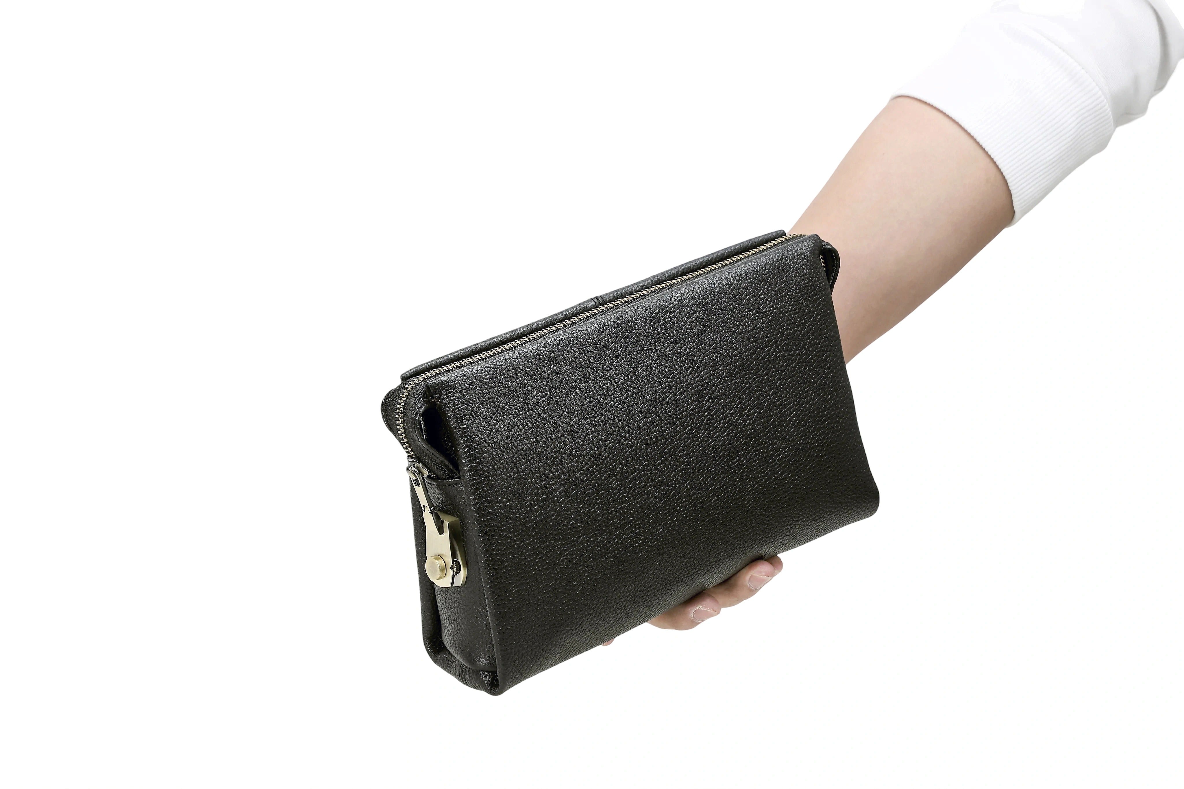 Multi-Compartment Men’s Leather Clutch, Anti-Theft Organizer Bag