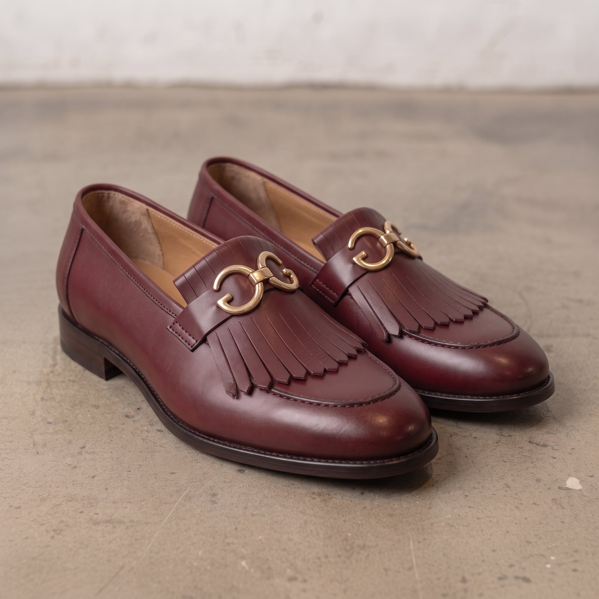 Men's Burgundy Leather Bit Loafers — Lyme