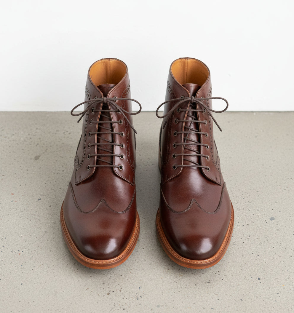 Men's Burgundy Brown Lace-Up Leather Boots | Goodyear Welted Dress Boots US 9.5 / Burgundy Brown / D - Standard Men's Burgundy Brown Lace-Up Leather Boots | Goodyear Welted Dress Boots US 9.5 / Burgundy Brown / D - Standard