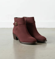 Burgundy-Handcrafted Men's Brown Jodhpurs Ankle Boot in Genuine Suede-angle-view-showing-depth