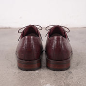 Men's Burgundy Semi-Brogue Crocodile-Embossed Leather Oxfords — Eshton