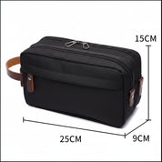 Handmade Canvas Zipper Waterproof Cosmetic Bag with Leather Handles