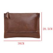 handmade Unisex Brown Wristlet Strap Full-Grain Leather Clutch Bag