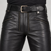 Men's Black Double Zip Leather Moto Pants — Hadley