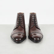 Men's Dark Brown Cap-Toe Leather Oxford Boots