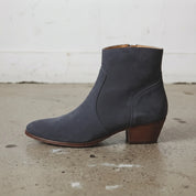 Women's Navy Blue Plain-Toe Suede Ankle Boots — Wadsworth