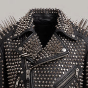 Women's Black Cropped Leather Perfecto Biker Jacket — Ayrton