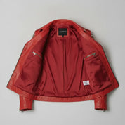 Men's Red Studded Leather Biker Jacket — Abberly — Abberly