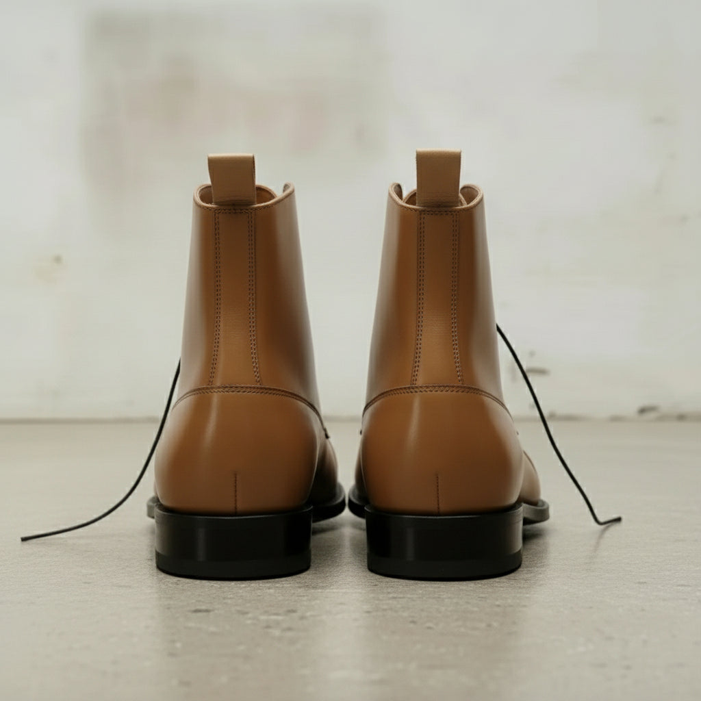 Men's Tan Cap-Toe Leather Boots