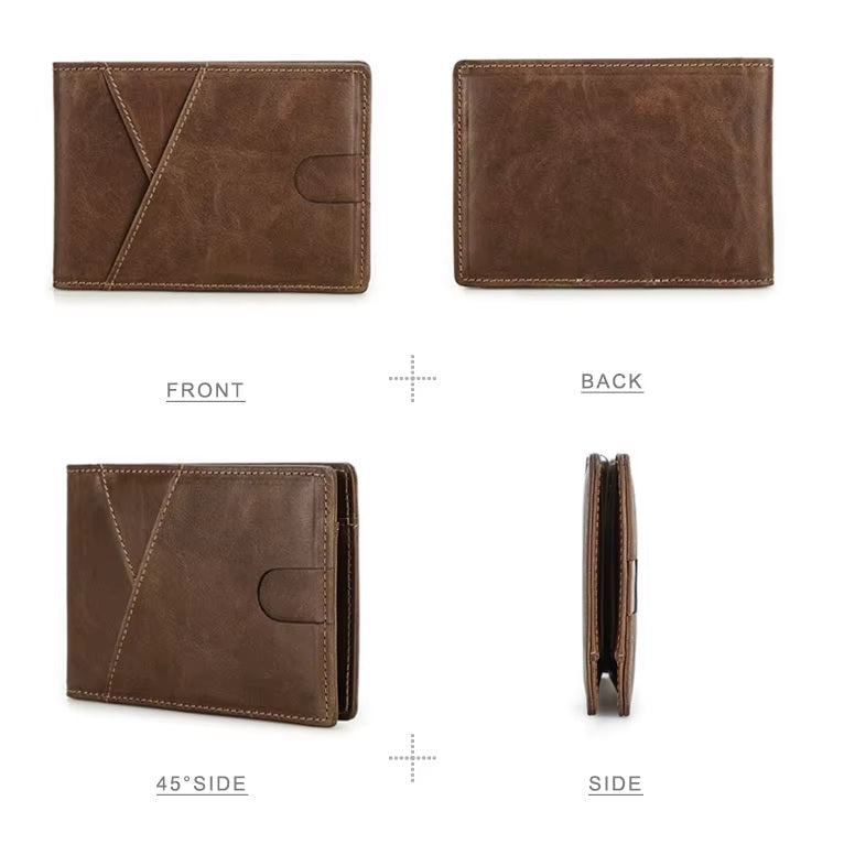 Men's Slim Leather Bifold Wallet with RFID Protection With Money Clip