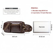 Men’s Full-Grain Leather Belt Bag, Crossbody Fanny Pack with Antique Bronze Hardware