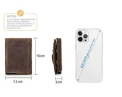 RFID-Blocking Leather Card Holder Wallet with AirTag Slot