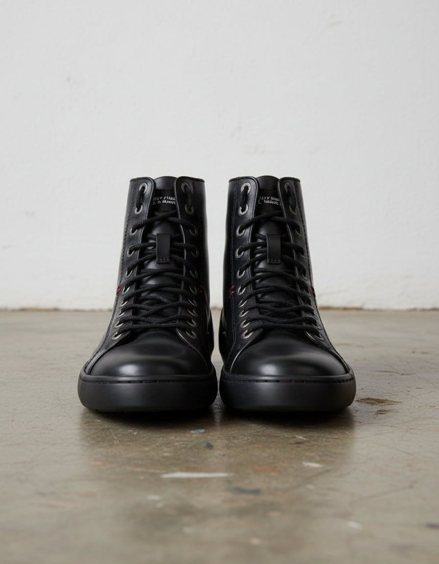 Calf Geniune Leather Men's Extra Protection Toe Biker Sneakers - front-view