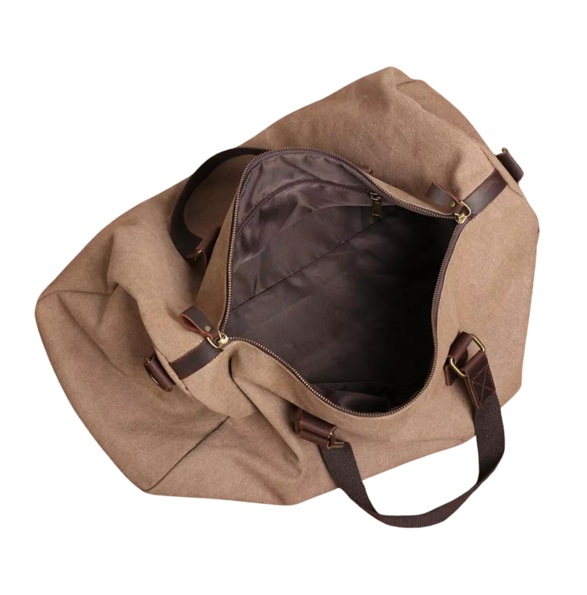 Handmade Canvas Duffel Bag with Leather Handles