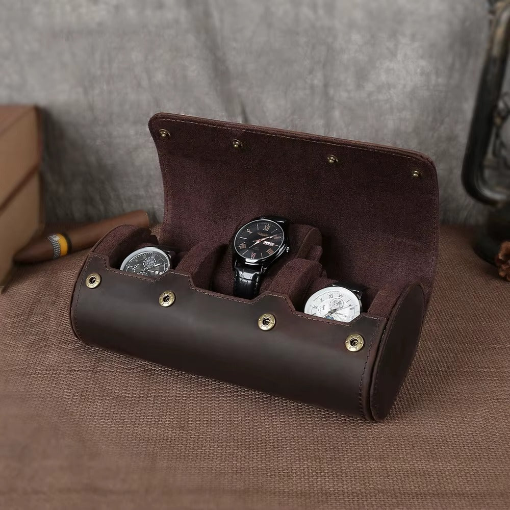 Handmade Genuine Leather 3 -Watch Case