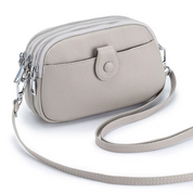 Women's Black Full-Grain Leather Crossbody Phone Bag