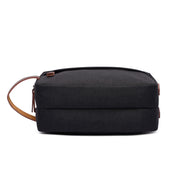 Handmade Canvas Zipper Waterproof Cosmetic Bag with Leather Handles