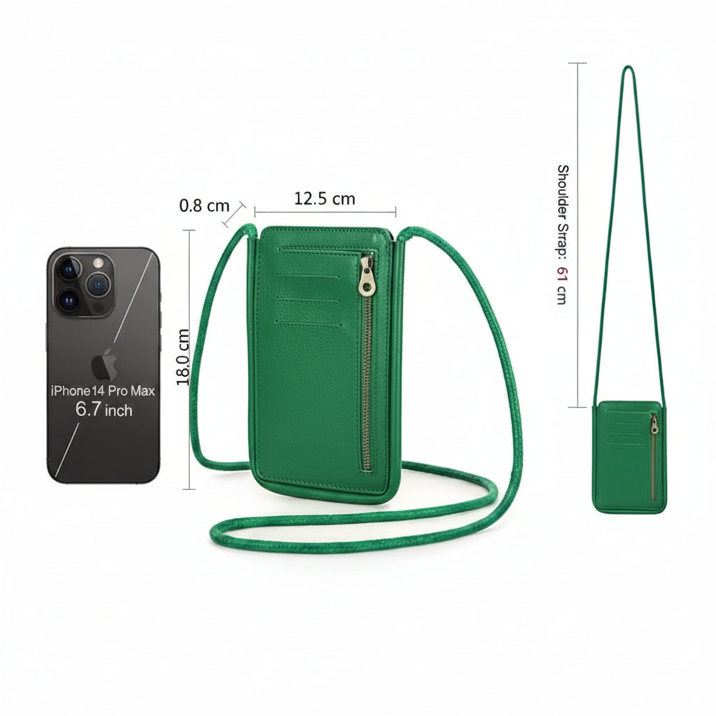 Full-Grain Leather Crossbody Bag, Versatile Unisex Sling Purse