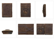 RFID-Blocking Leather Card Holder Wallet with AirTag Slot