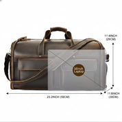 Full-Grain Leather Duffle Bag with Shoe Compartment