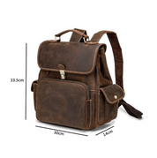 Women's Antique Brass Buckle Full-Grain Leather Backpack
