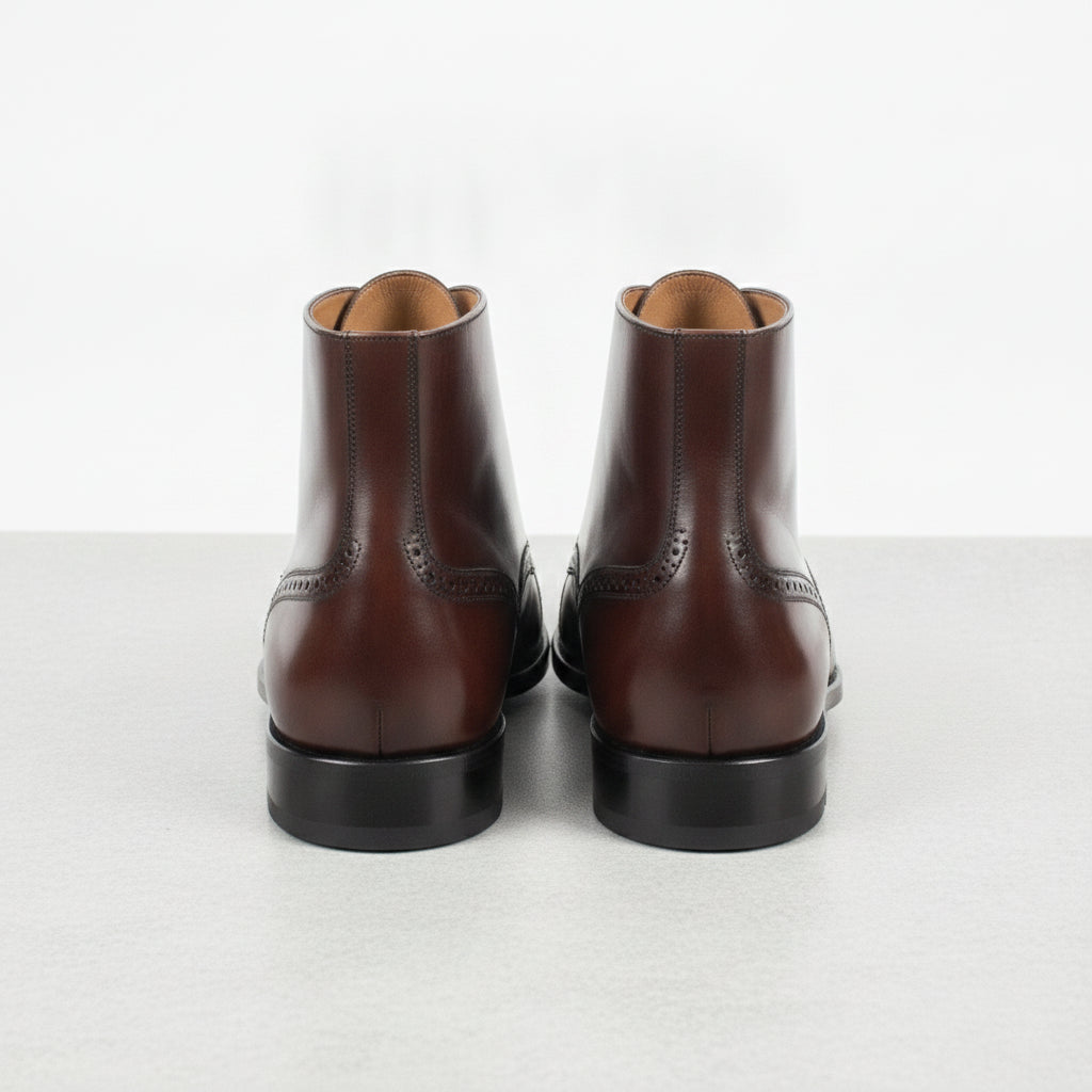 Men's Dark Brown Cap-Toe Leather Oxford Boots