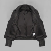Women's Black Leather Biker Jacket — Parsons