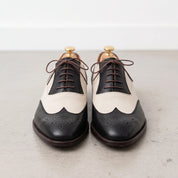 Men's Black and Cream Wingtip Leather Spectator Oxfords — Guildford