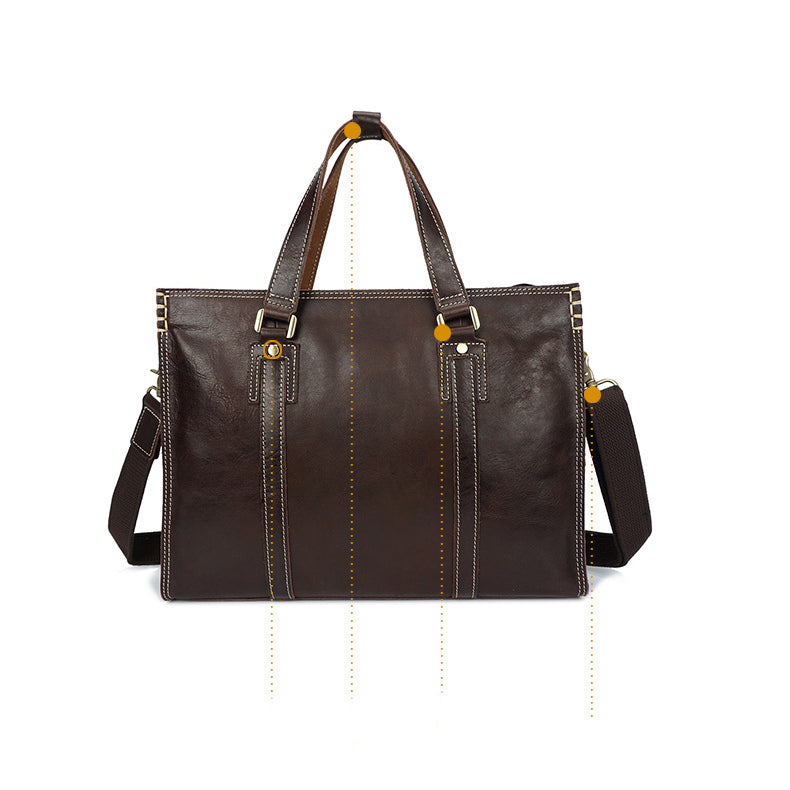 Classic Leather Briefcase with Dual Straps
