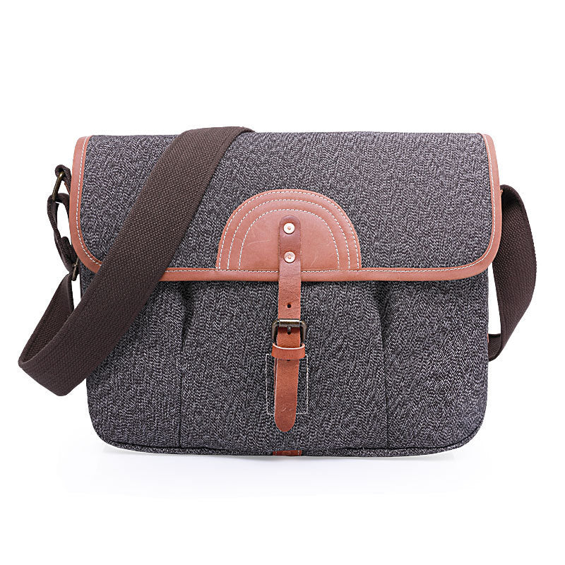 Classic Tweed Canvas Messenger Bag with Stylish and Spacious Design