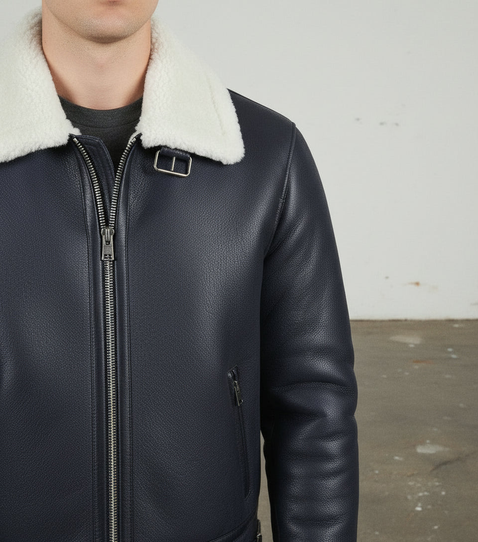 Men's Handmade Shearling Leather Jacket