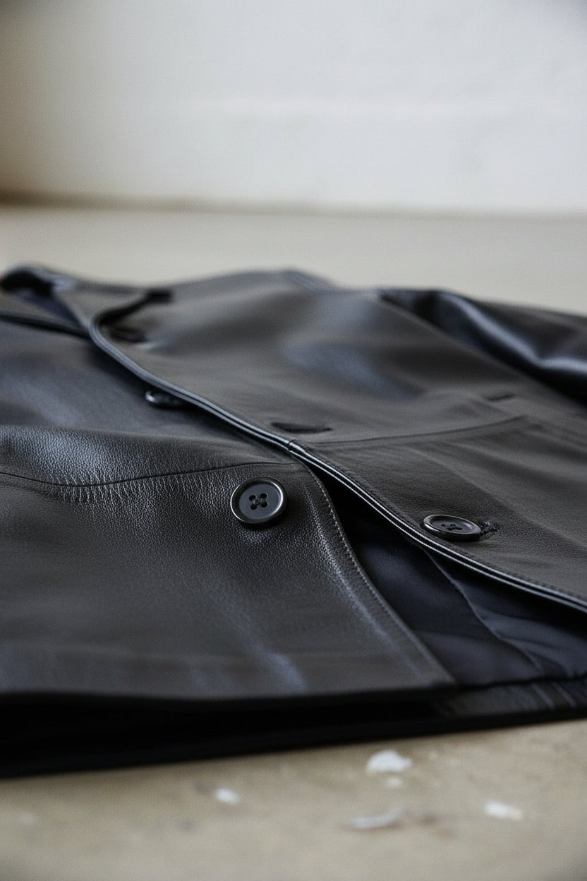 Men's Handmade Car Coat Leather Jacket