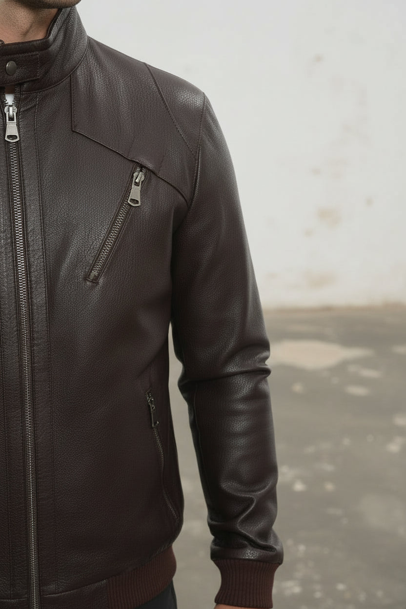 Men's Handmade Cafe Racer Leather Jacket