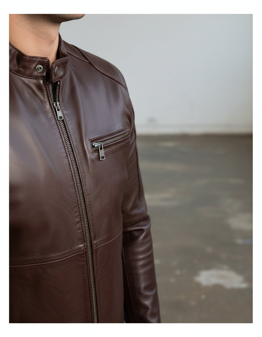 Men's Handmade Cafe Racer Leather Jacket