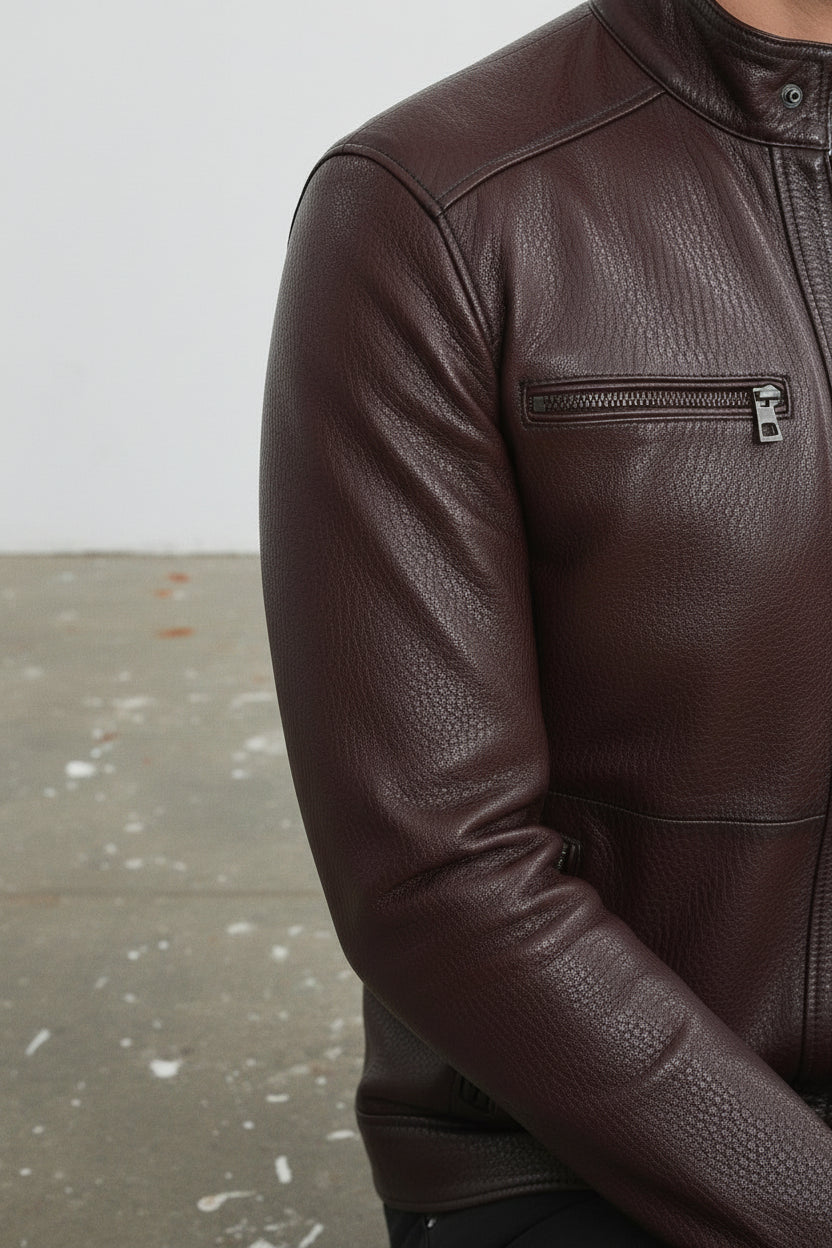 Men's Handmade Cafe Racer Leather Jacket