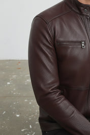 Men's Handmade Cafe Racer Leather Jacket