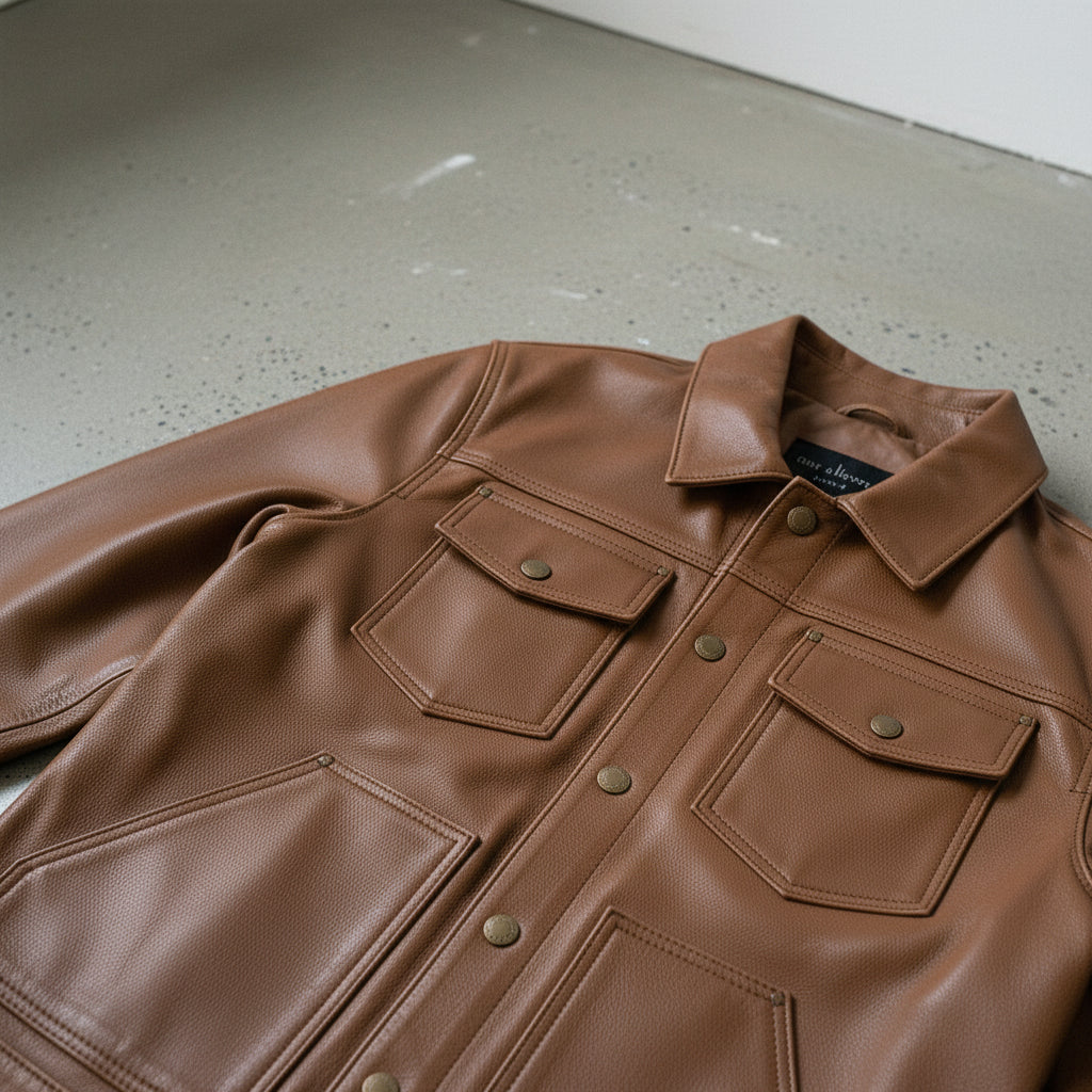 Men's Handmade Trucker Leather Jacket