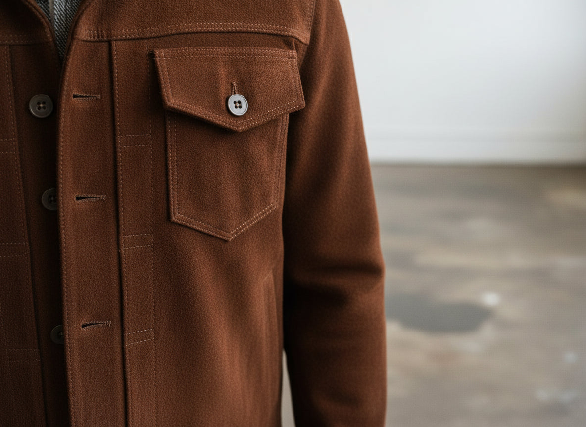 Men's Handmade Trucker Suede Jacket