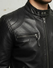 Handmade Men's Fashion Black Leather Jacket, Men Biker Leather Jacket