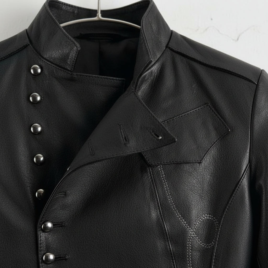 Handmade Artisan-made Black Lambskin Jacket for Men, Custom Tailored Steampunk Coat