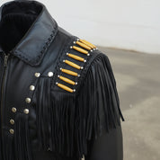 Handmade Men's Black Western suede Leather Cowboy Jacket