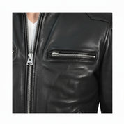 Handmade Men Black Leather Motorcycle, Winter Fashion Leather Jacket