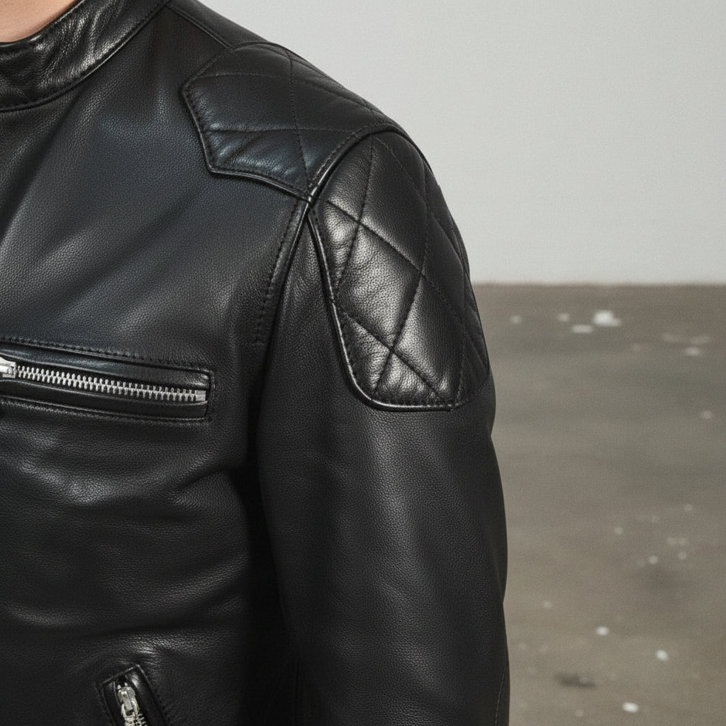 Handmade Men Black Leather Motorcycle, Winter Fashion Leather Jacket