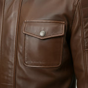 Handmade Men Brown Real Leather Motocycle Jacket, Men Antique Brown Biker Jacket