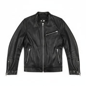 close-up-lay-flat - Men black biker jacket, Motorcycle jacket for men, Men leather jacket