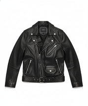close-up-lay-flat - Men black biker leather Jacket, Men motorcycle jacket, biker jacket for men