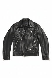 close-up-lay-flat - Men Black Motorcycle Leather Jacket Leather Jacket, Leather Jackets