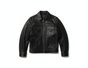 close-up-lay-flat - Men black sheep leather Jacket, Men motorcycle jacket, biker jacket for men